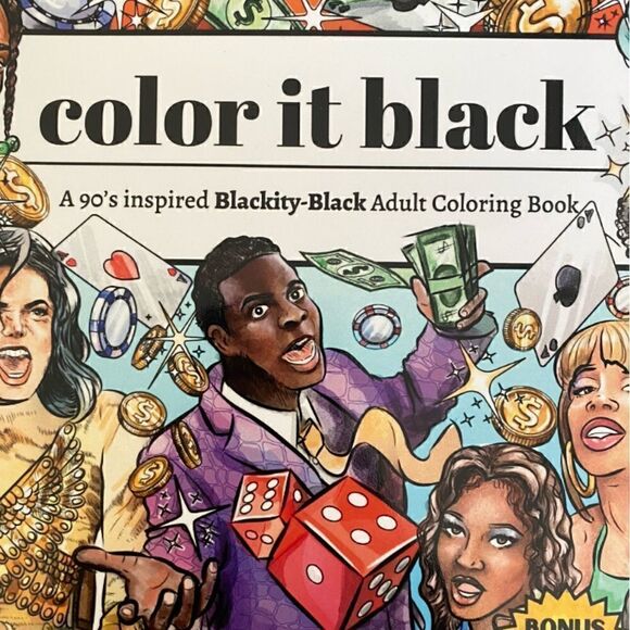Color It Black: A 90s-Inspired Blackity-Black Adult Coloring Book Volume 1 - Picture 2 of 5